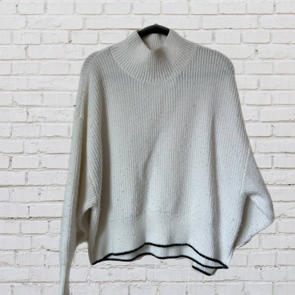 Black Trim Turtleneck Sweater